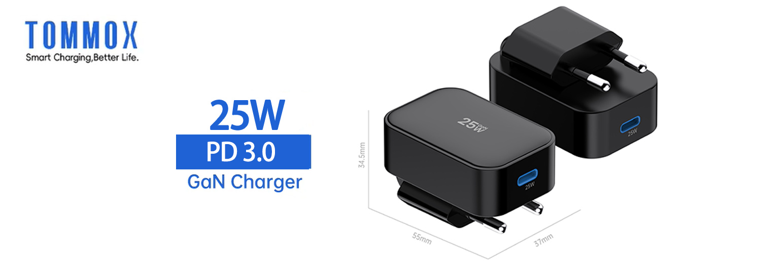 25W 1C EU UK Plug Foldable USBC Portable C Pin Charger Factory in Wall 