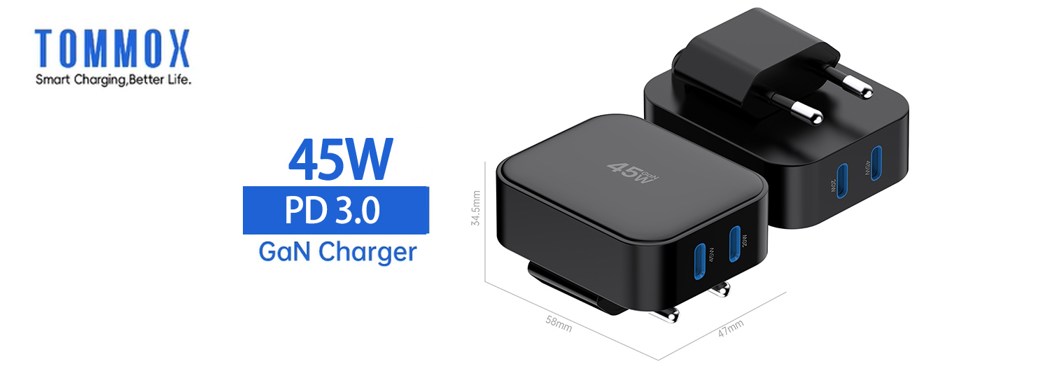 45 Watt 2C Wholesale Wall Foldable Charger USB C Ultra Slim Charger