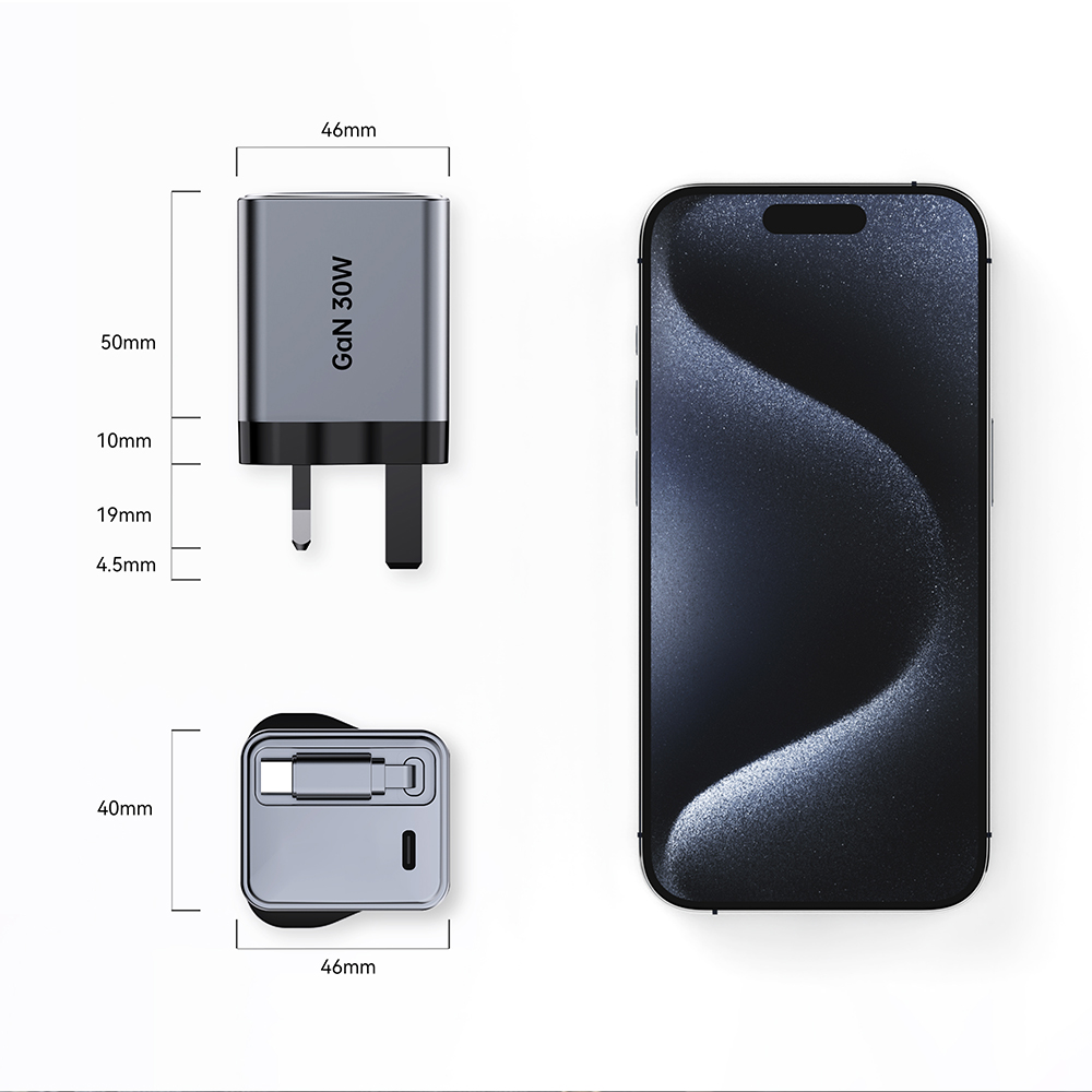 30W Retractable Cable Type C Charger Manufacturer