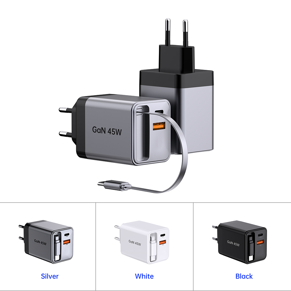 45W 1C1A Retractable Mobile Phone USB C Fast Charger Supplier