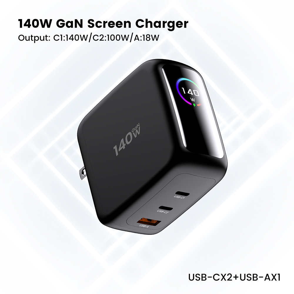 140W 2C1A PD3.1 Display Dual USB C Wall 3 Port charger Manufacturer Supplier