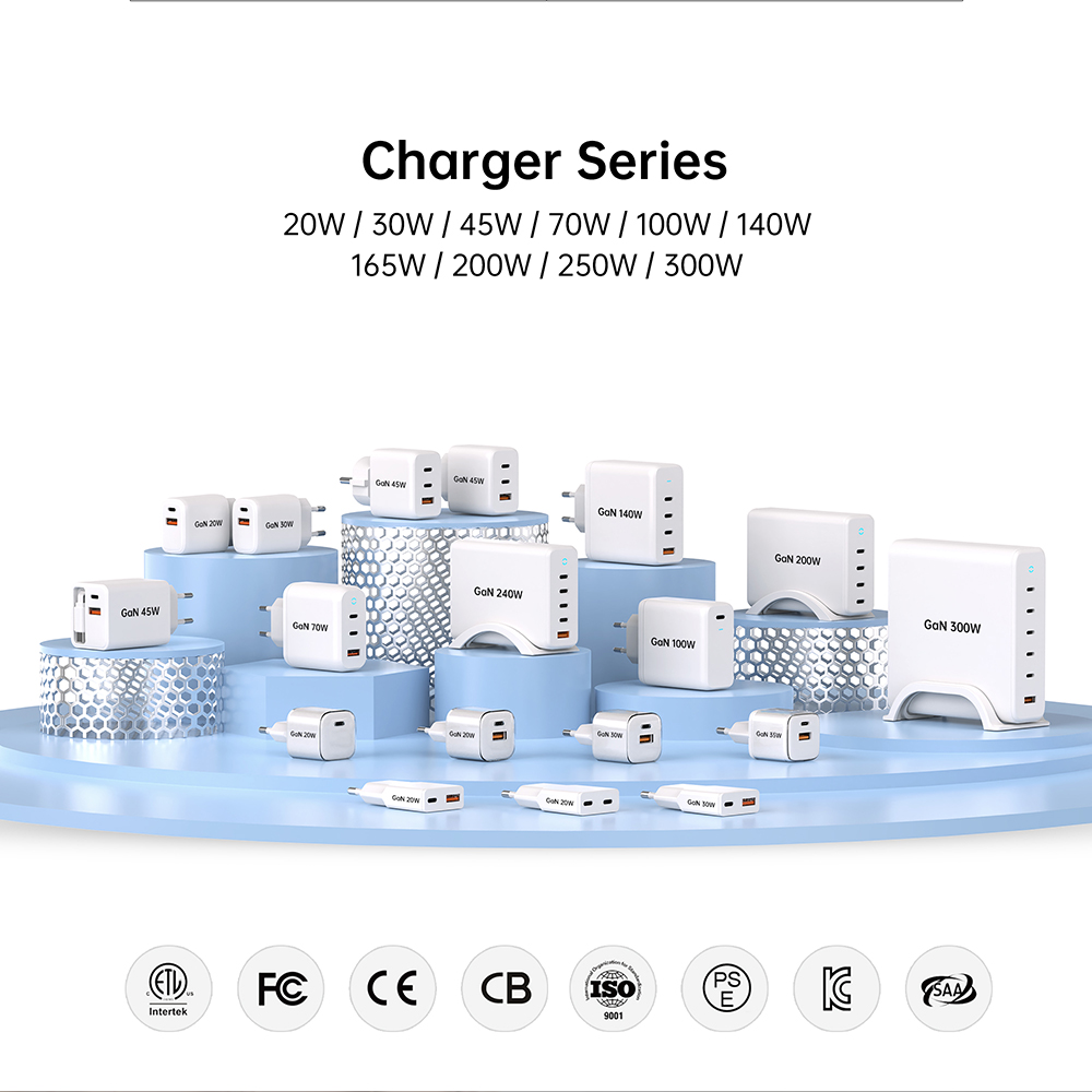 20W 1C EU KR Plug Micro Slim Phone USB C GaN Charger for Iphone Samsung Xiaomi