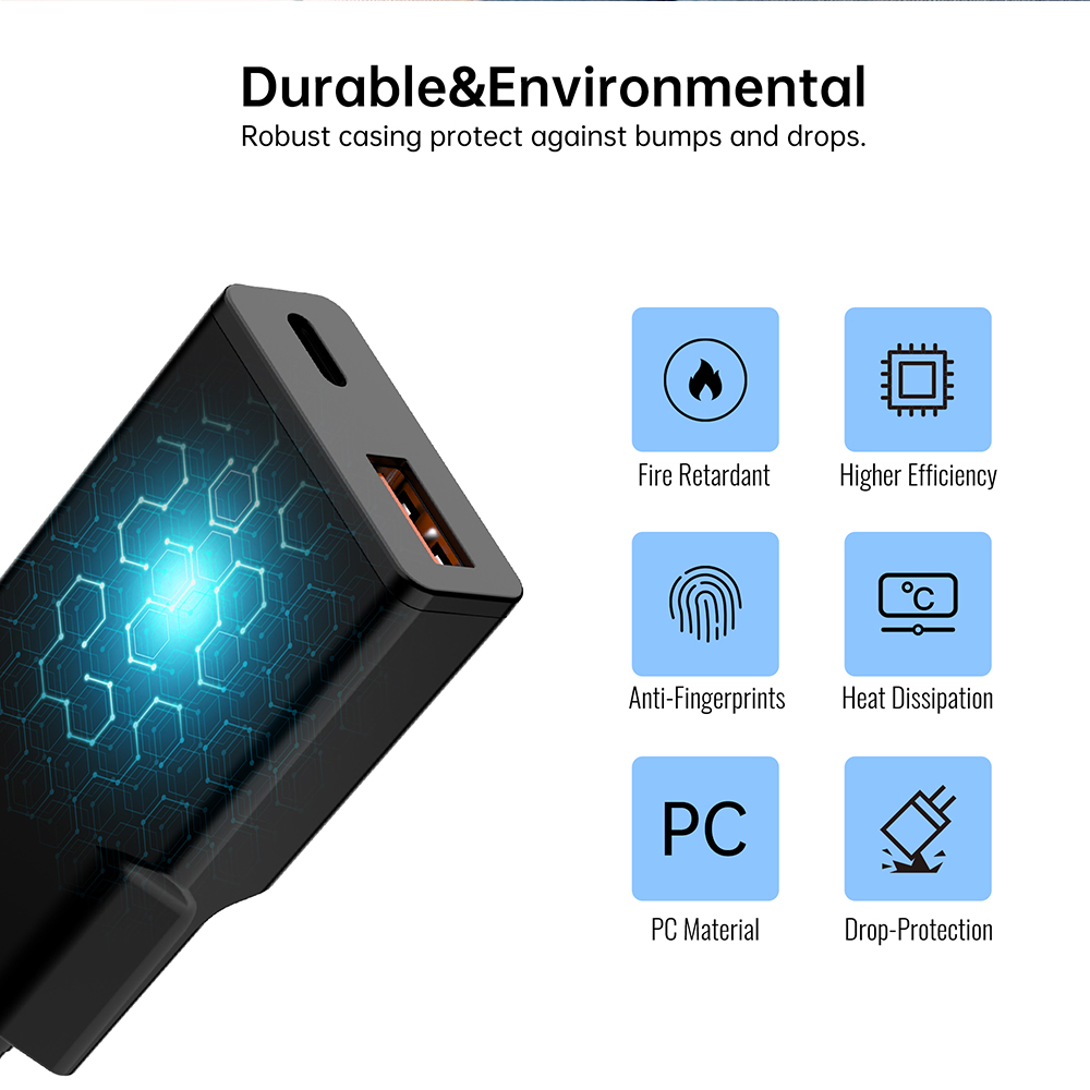 30W 1C1A Double USB Wall Slim GaN Ultra Thin Iphone Android Charger