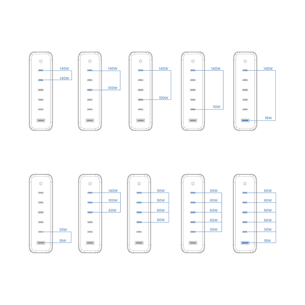 5C1A Two PD 3.1 Desktop Fast Charger Phone Charging Station