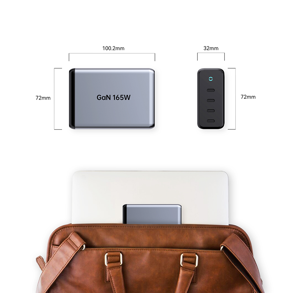 165W 4C Portable Laptop Mobile Phone 4 Port USB C Multiport Charger
