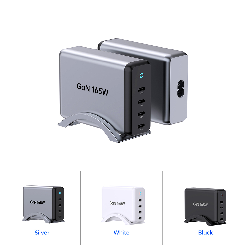 165W 4C Portable Laptop Mobile Phone 4 Port USB C Multiport Charger