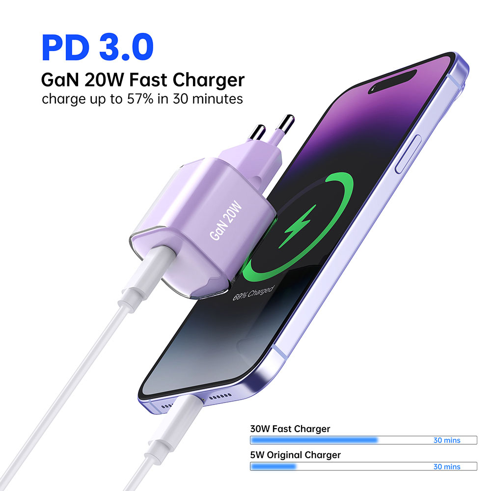 20W 1C Crystal Small Mobile Phone USB C Portable Wall Charger 20W 1C Crystal Small Mobile Phone USB C Portable Wall Charger