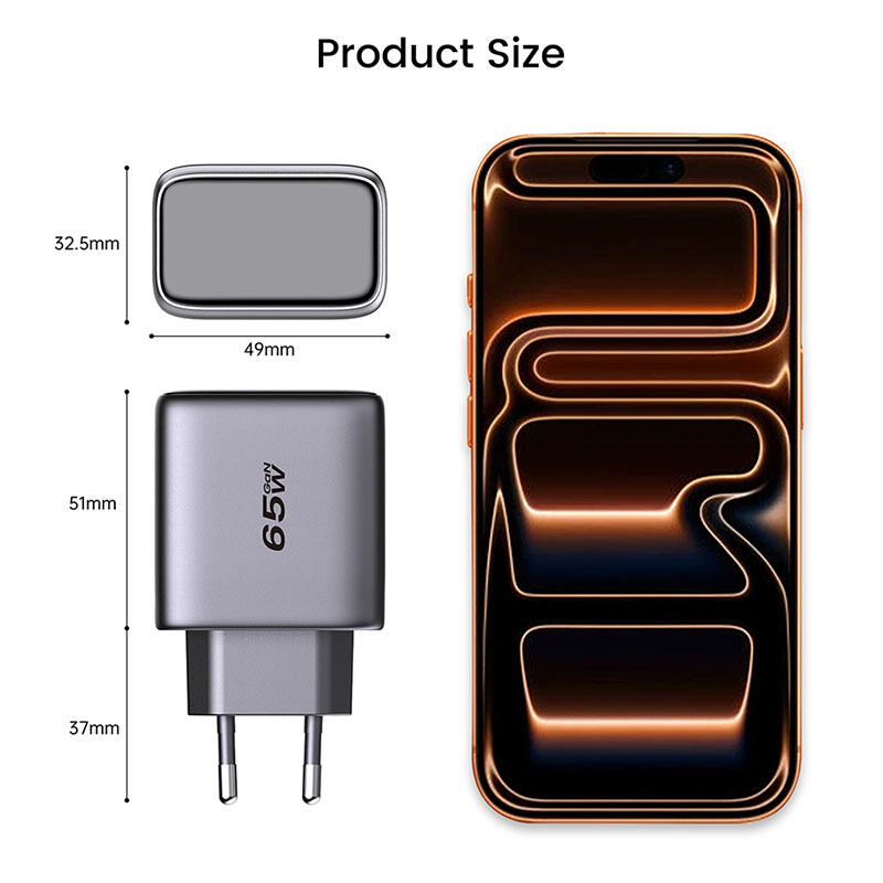 65 watt charger 65 Watt Gallium Nitride LED LCD Display Mobile Phone Charger Factory for Apple Huawei Samsung