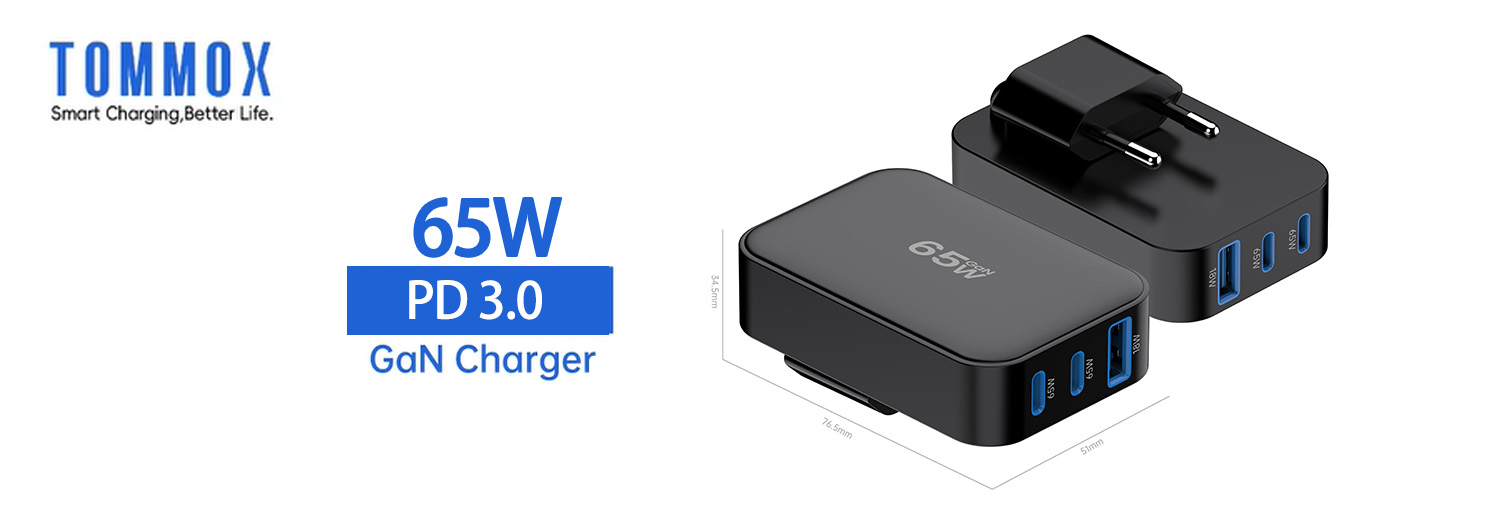 65W Pd 3.0 Super Fast Charging CE RoHS Certification Foldable Plug Charger For Mobile Phone Tablet Laptop