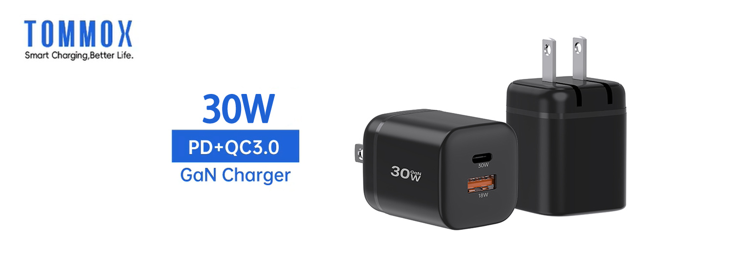 30W USB Type C GaN Compact Small Travel Wall Charger for IPhone Samsung Xiaomi