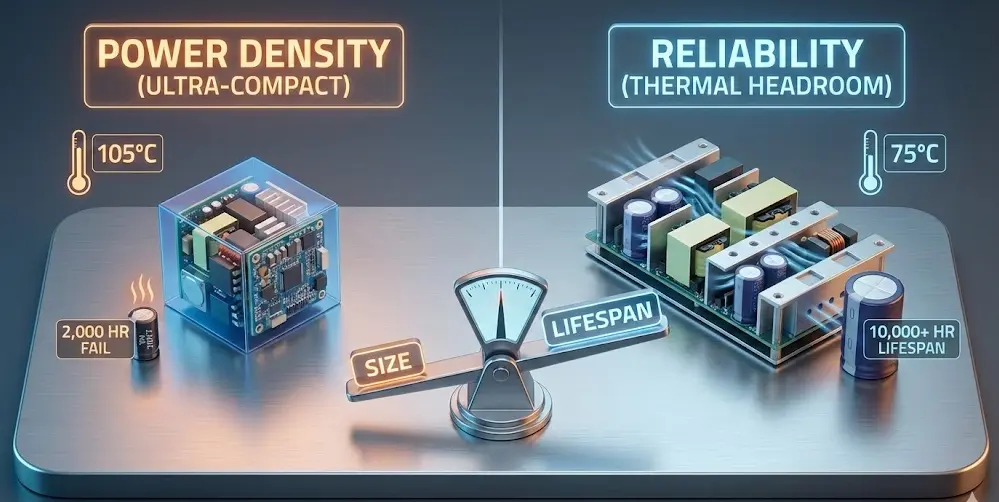 GaN vs Silicon technology comparison in USB fast charger highlighting cooler operation and efficiency.