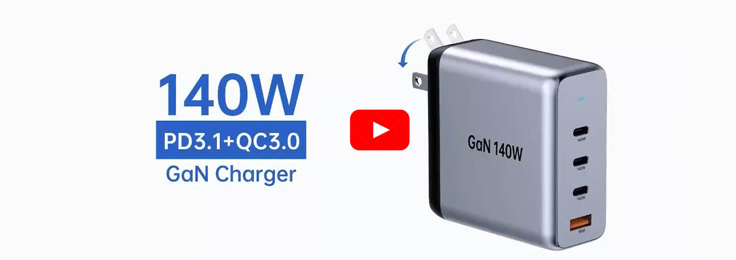 140W 3C1A GaN Two PD 3.1 Multi Ports 4 USB Wall Charger Supplier