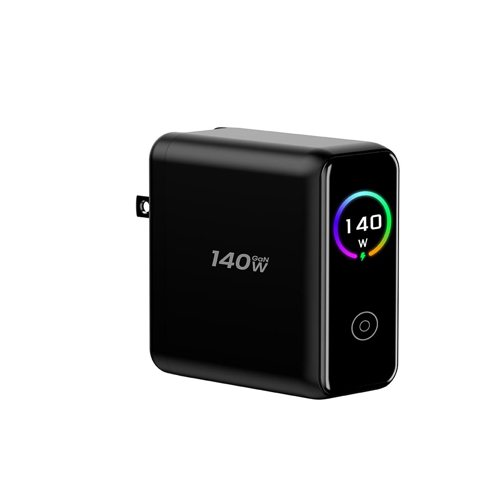 140W GaN LED Display Replaceable US UK EU KR Plug GaN USB Fast Charger Factory