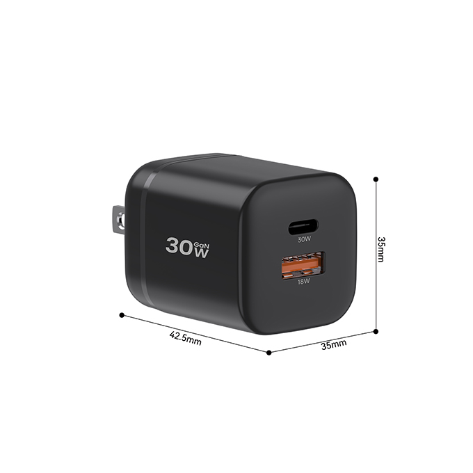 30W USB Type C GaN Compact Small Travel Wall Charger for IPhone Samsung Xiaomi