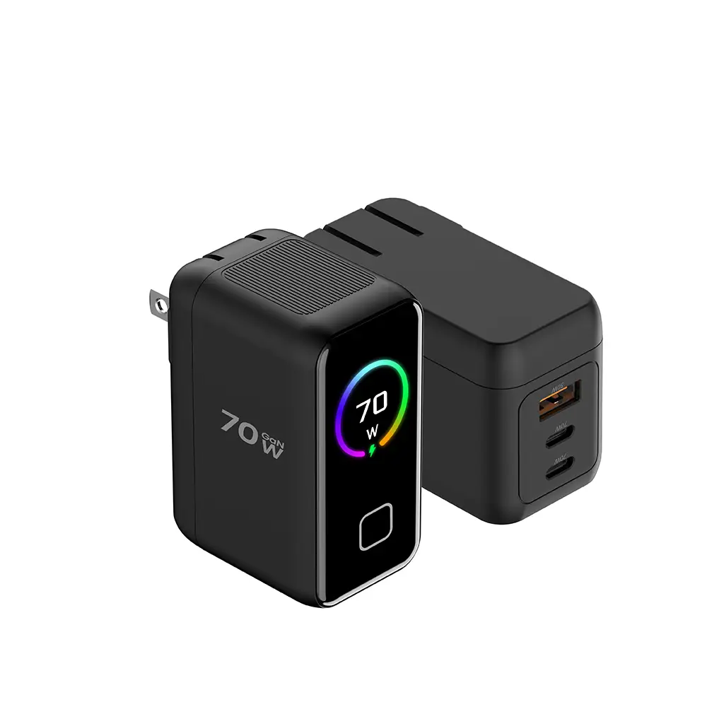 70W TFT Multi-Port Display Fast Charger UK EU US Plug with CE rohs 